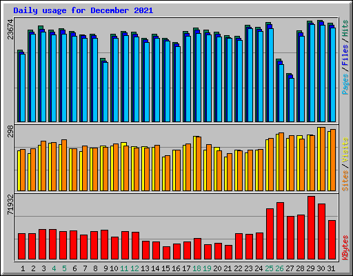 Daily usage for December 2021