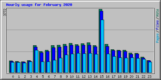 Hourly usage for February 2020